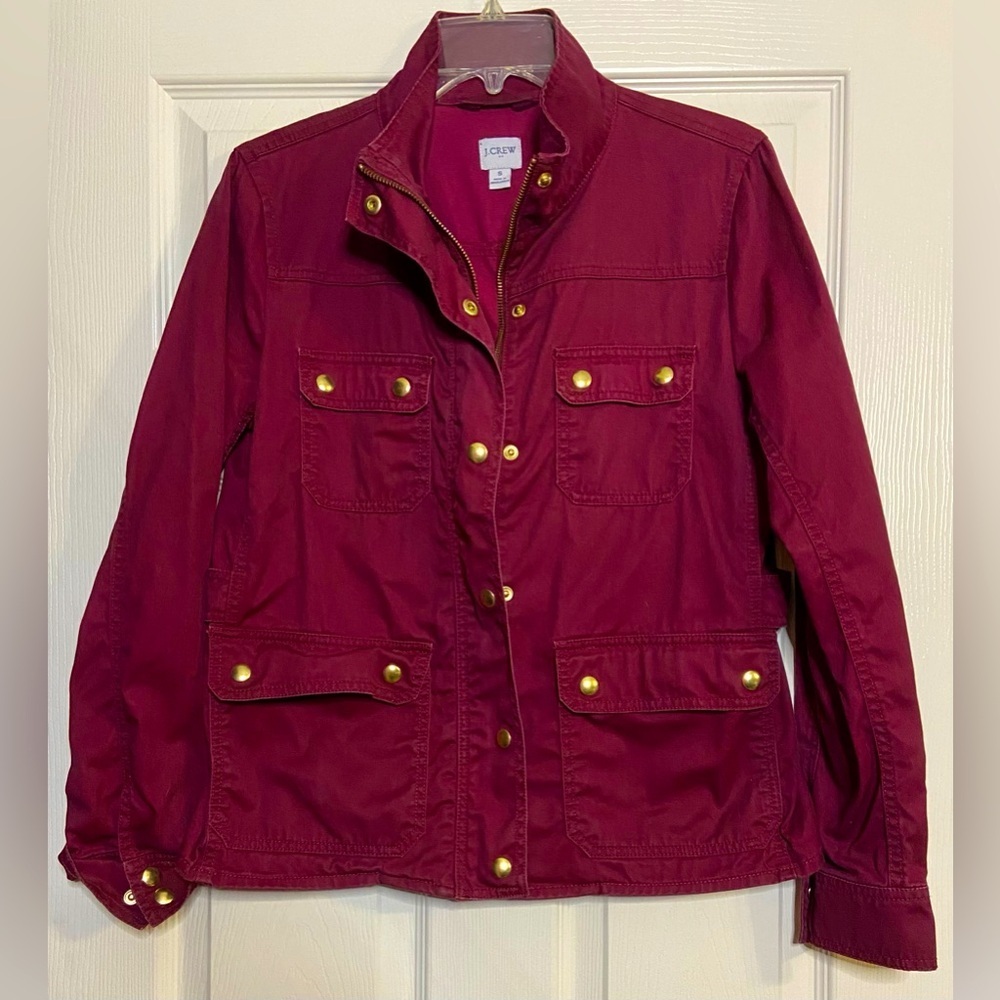 J Crew Downtown Field Lightweight Jacket Women’s S Full Zip/ Snap Cotton